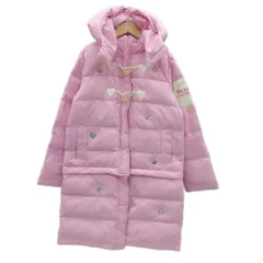 メゾピアノ mezzo piano ダウンコート L 160 ピンク フード付き ロング丈 ショート丈 2way キャラクター刺繍 /HO47 ■GY58