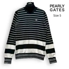 A2598/ PEARLY GATES パーリーゲイツ ストライプ ハイネック ニット セーター サイズ5
