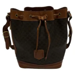 CELINE(セリーヌ) ショルダーバッグ マカダム柄 ダークブラウン×ブラウン 巾着型 レザー