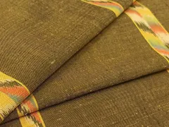 平和屋着物▽上質な紬　単衣　縞　正絹　逸品　AABD7520jh