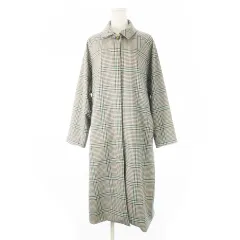 ニコアンド Niko and.. ステンカラーコート ロング丈 比翼 グレンチェック M 紺 ネイビー /CK11 ■GY99