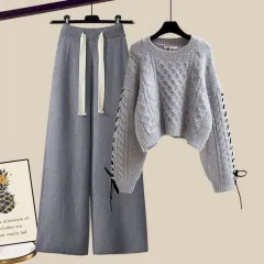 グレー ニット セットアップ-L