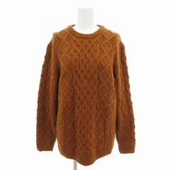 グリーンレーベルリラクシング ユナイテッドアローズ green label relaxing HAMILTON LAMB ARAN CN 5G ハミルトン ラム ウール アラン ケーブル ニット セーター 長袖 M 茶 ブラウン