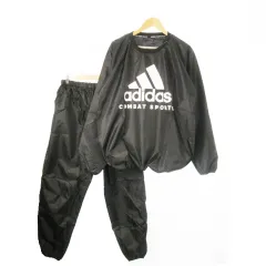 アディダス adidas COMBAT SPORTS SAUNA SUIT-Shirt And Pant サウナスーツ 2点セット プルオーバー ロングパンツ 減量 発汗 スポーツ XL 黒 ブラック ADISS01 /AO1 ■GY99