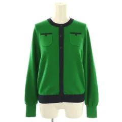 キャバン CABaN コットンカシミヤ バイカラークルーネックカーディガン F グリーン ネイビー 39-02-94-02006 /CX ■OS