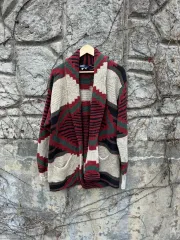 80 90s ポロ ラルフローレン ナバホ パータン ネイティブ ムーン模様 ハンド ニット カーディガン