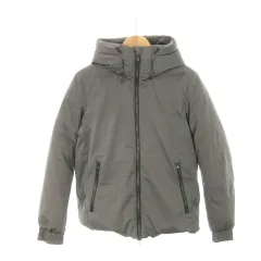 エディフィス EDIFICE ダウンジャケット スタンドカラー フード ダブルジップ S グレー /AH22 ■GY35