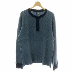 フリークスストア FREAKS STORE バーズアイニット セーター ヘンリーネック ダメージ加工 切りっぱなし インサイドアウト 日本製 M 青 ブルー 紺 ネイビー 153-1222 /MP■GY37