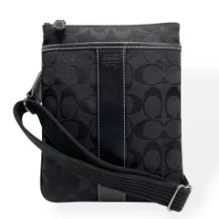 美品　COACH コーチ　ショルダーバッグ　キャンバス　レザー　シグネチャー　黒