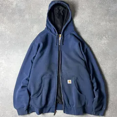 雰囲気系 Carhartt サーマル ライナー付き フルジップ スウェット フード パーカー XXL / カーハート トレーナー スエット ネイビー 紺