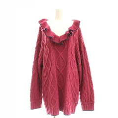 ジュエティ jouetie フリルケーブルニット セーター 長袖 チュニック丈 M ピンク /AT ■OS