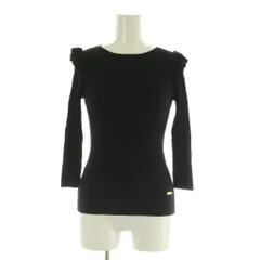 ブルーレーベルクレストブリッジ BLUE LABEL CRESTBRIDGE フリルスプリングリブニット カットソー 七分袖 38 ブラック /MY ■OS