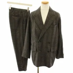 B&Y ユナイテッドアローズ BEAUTY&YOUTH ビューティー&ユース スーツ セットアップ 上下 ヘリンボーンチェックルーズジャケット テーラードジャケット ダブル ヘリンボーンチェック1Pルーズパンツ S 茶 ブラウン /YT