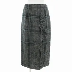 リフレクト Reflect 美品 タイトスカート タック アシメ チェック柄 ミモレ ロング 9 ダークグレー /AE