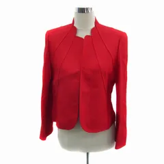 ジュンアシダ jun ashida ノーカラージャケット ミドル丈 前開き L 赤 レッド /YS37