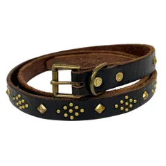 RON HERMAN ロンハーマン RHC HTC ナロー レザー スタッズ ベルト ダークブラウン サイズ36 正規品 / 53227