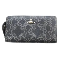 ヴィヴィアンウエストウッド Vivienne Westwood 長財布 ラウンドファスナー 本革 レザー オーブ 総柄 黒 ブラック /UO ■GY18