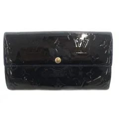 ルイヴィトン LOUIS VUITTON モノグラム ヴェルニ ポルトフォイユ サラ 長財布 二つ折り ウォレット M93667 パテントレザー 紺 ネイビー /GV