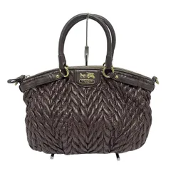 COACH(コーチ) ハンドバッグ マディソンシェブロンナイロンソフィア サッチェル 18637 ダークブラウン レザー