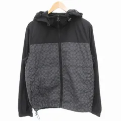 コーチ COACH シグネチャー フル ジップ ウインドブレーカー ジャケット フーデット メッシュ M 黒 ブラック CV310 /GV ■GY18のサムネイル