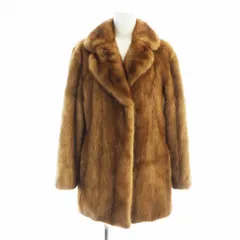 サガミンク SAGA MINK 金サガ 毛皮コート ミンクファー ミドル 長袖 総裏地 ネーム刺繍入り 11 L 茶 ブラウン ■GY18 /MQ