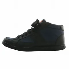 プラダスポーツ PRADA SPORT スニーカー ナイロン レザー ハイカット ロゴ 型押し 7 26cm 紺 ネイビー 黒 ブラック 4T 2878 /XZ ■GY18