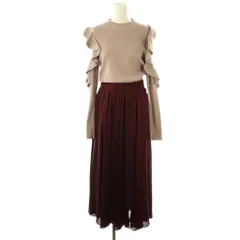 スナイデル SNIDEL フリルニット切替ワンピース ロング 長袖 1 ベージュ ボルドー /HK ■OS