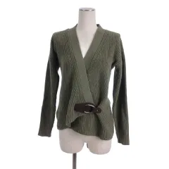 ローレンラルフローレン LAUREN RALPH LAUREN ベルト付き ニット カーディガン ボタンレス XS カーキ ■FF