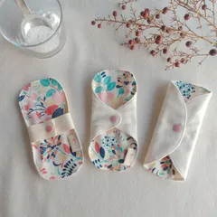 【布ライナー】無添加コットンフランネル 花と実柄 15cm 2層仕立て 3枚セット