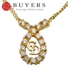 【中古】 クリスチャンディオール ネックレス CDロゴ メタル ラインストーン ゴールド メッキ GP アクセサリー レディース 女性 Christian Dior