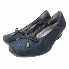 フィットフィット fitfit バレエパンプス ウォーキングシューズ リボン 切替 靴 23.0cm 紺 ネイビー ■MET1 X