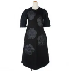 モンクレール MONCLER シモーネロシャ ワンピース 花柄 半袖 フリル XS 黒 ブラック F109W8170040 国内正規