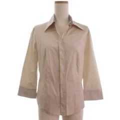 バーバリー ロンドン BURBERRY LONDON スキッパー シャツ ブラウス 七分袖 コットン 刺繍 ベージュ 40