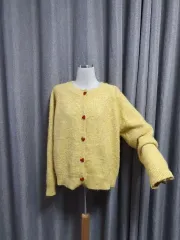 ハートボタン モヘア 高級カーディガン