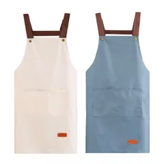 新品 [Frenflu] 防水エプロン 2個セット 首掛けタイプ レディース メンズ おしゃれ H型 カフェエプロン 作業用 ポケット付き 汚れにくい シワ防止 男女兼用