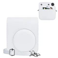 【特価商品】マグネットで開け チェキケース カメラケース 12 12 mini ショルダーストラップ付(White) mini INSTAX チェキ ケース、Fujifilm instax kinokoo