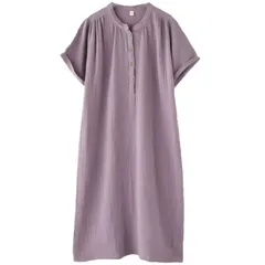 【新着商品】レディース パジャマ 半袖 ルームウェア レディース 柔らかい ゆったり ダブルガーゼ 通気速乾 綿100 部屋着 マタニティ ワンピース [BIIYUHN] ギフト プレゼント 春 夏 秋