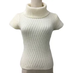 クードシャンス CdeC COUP DE CHANCE セーター ニット プルオーバー タートルネック ウール 無地 半袖 38 白 ホワイト