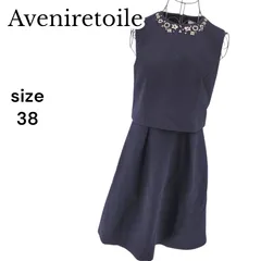 Aveniretoile アベニールエトワール 襟元ビジューワンピース ビーズ飾り サイズ38 レディース フレア パーティー フォーマル