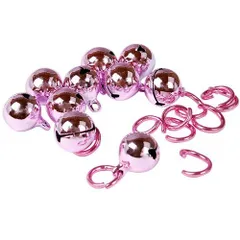 鈴 カラーメッキ 丸カン付き【ピンク/直径12mm/10個】