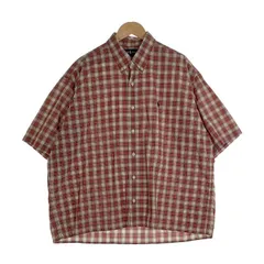 Ralph Lauren ラルフローレン BLAKE ボタンダウンチェックシャツ 半袖 コットン レッド 香港製 Size XL