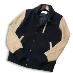 URBAN RESEARCH iD アーバンリサーチ 羊革 袖革★ ラム レザー メルトン ウール スタジャン ジャケット Sz.M メンズ
