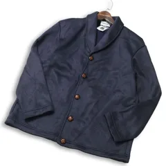 【新品 未使用】 GLOSTER グロスター 裏起毛★ ヘリンボーン ショールカラー カーディガン ジャケット Sz.L メンズ ネイビー