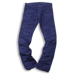 SHAREEF シャリーフ 通年 ストレッチ★ 有刺鉄線模様 幾何学 総柄 デニム パンツ ジーンズ Sz.2 メンズ 紺 ネイビー 日本製