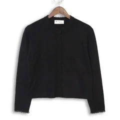 Pearls Cashmere パールズカシミヤ 秋冬 ニット★ カシミヤ100% カーディガン 羽織り Sz.XL レディース 黒