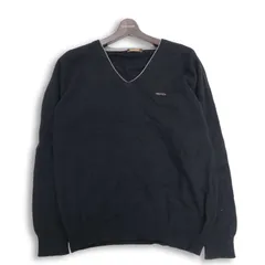 ARAMIS アラミス 秋冬 ロゴ刺繍★ セーター Vネック ニット Sz.L メンズ 黒のサムネイル
