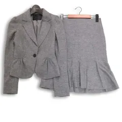 UNTITLED アンタイトル 秋冬★ アンゴラ セットアップ スーツ テーラード ジャケット フレア スカート Sz.1 レディース 灰