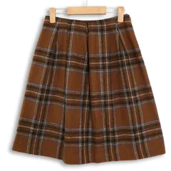 BEAMS LIGHTS ビームス ライツ 秋冬 ウール★ ツイード チェック プリーツ Aライン フレア スカート Sz.36 レディース