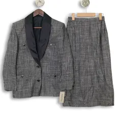 【新品 未使用】 Elegance Wear エレガンス ウェアー ウール シルク混 千鳥 セットアップ スーツ Sz.9号 レディース 日本製