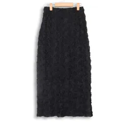 Olu. オル 秋冬★ フラワーモチーフ ロング タイト フォーマル ドレス スカート Sz.0 レディース 黒